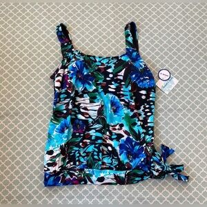 Beach Belle Blouson tie side swim top size 18 NWT